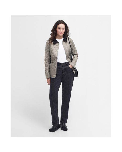 Barbour Gray Annandale Diamond Quilted Long Sleeve Hip Length Jacket