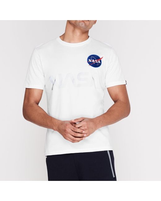 Alpha Industries White Nasa Reflective T Shirt for men
