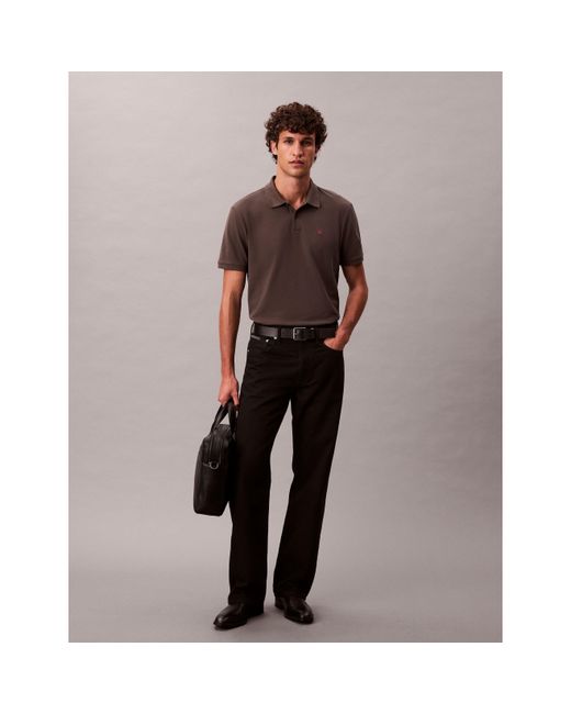 Calvin Klein Brown Ckj Pique Short-Sleeve Polo Shirt for men
