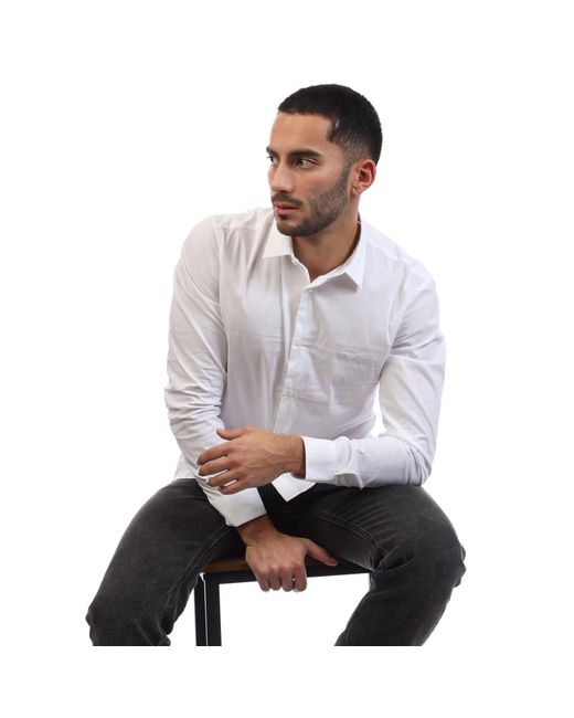 Emporio Armani White Stretch Nylon-Blend Shirt for men