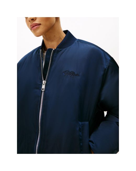 Tommy Hilfiger Blue Ribbed Trim Zip-Through Bomber Jacket