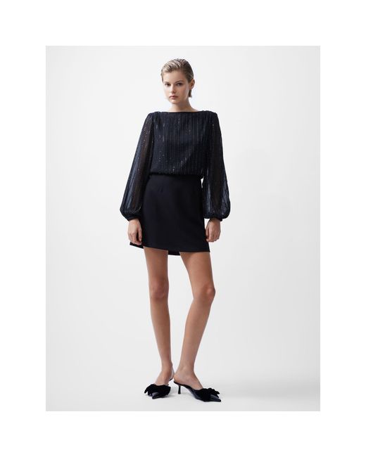 French Connection Black Effy Sequin Shift Dress