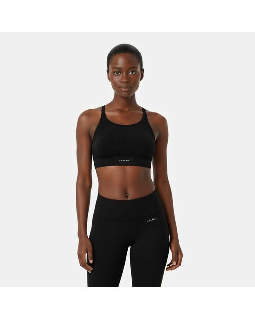 Usa Pro Black Up Seamless Adjustable Sports Bra