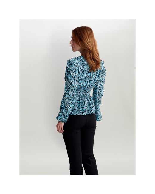 Gina Bacconi Blue Pnina Blouse With Rouched Waistband