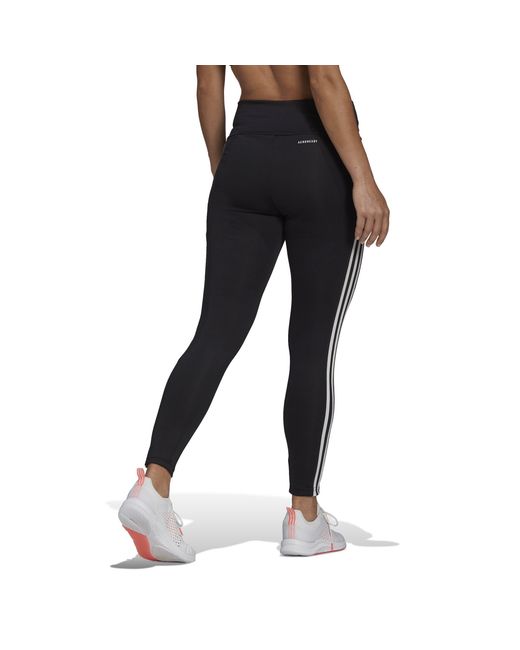 Adidas Black Designed To Move High-Rise 3-Stripes 7/8 Sport Tig