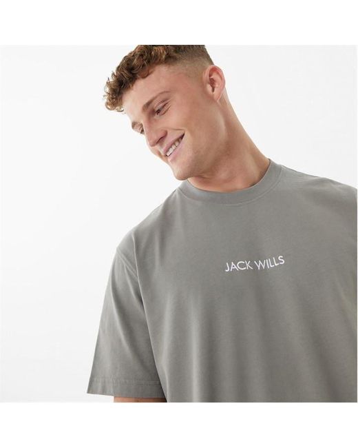 Jack Wills Gray Graphic Logo T-shirt for men