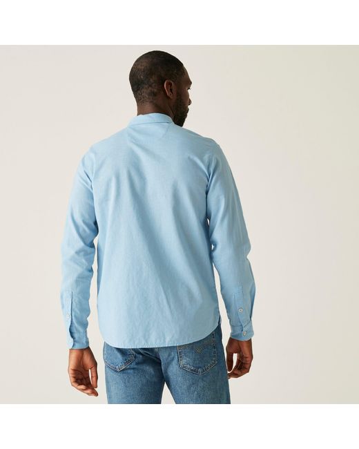 Regatta Blue Loran Long-Sleeve Plain Shirt for men