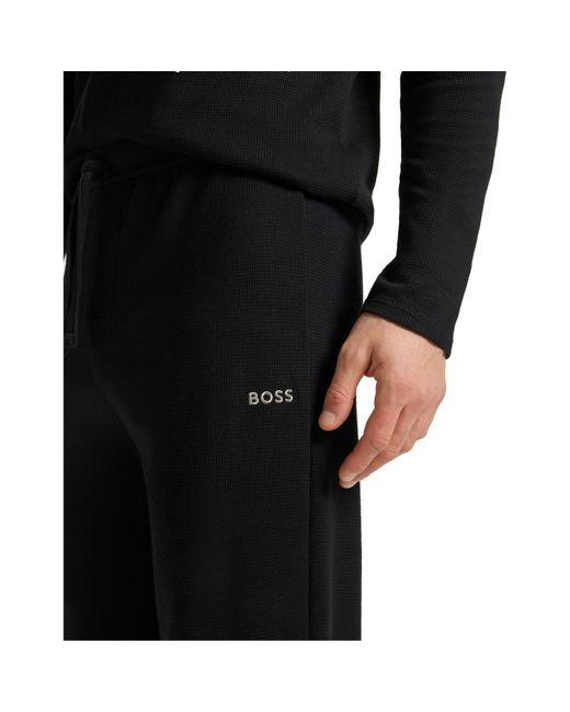 Boss Black Waffle Open Hem Fleece Joggers for men