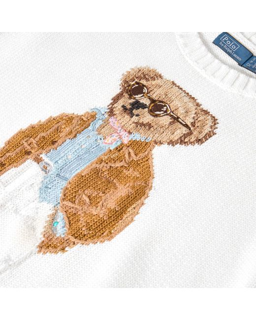 Polo Ralph Lauren White Bear Crew Neck Jumper