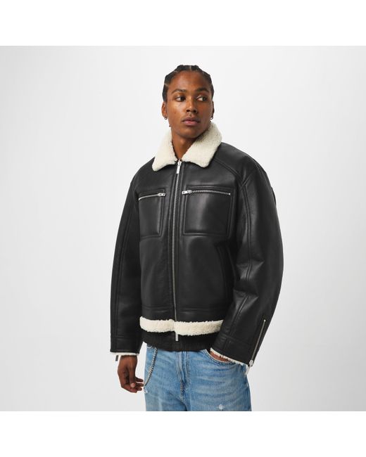 Represent Black Shearling Tailored Jacket for men