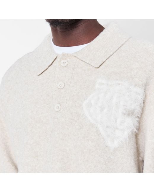The Couture Club White Textured Soft Knit Relaxed Fit Knitted Top for men