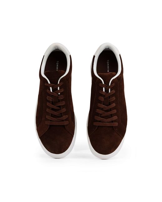Tommy Hilfiger Brown Court Leather Low Top Trainers for men