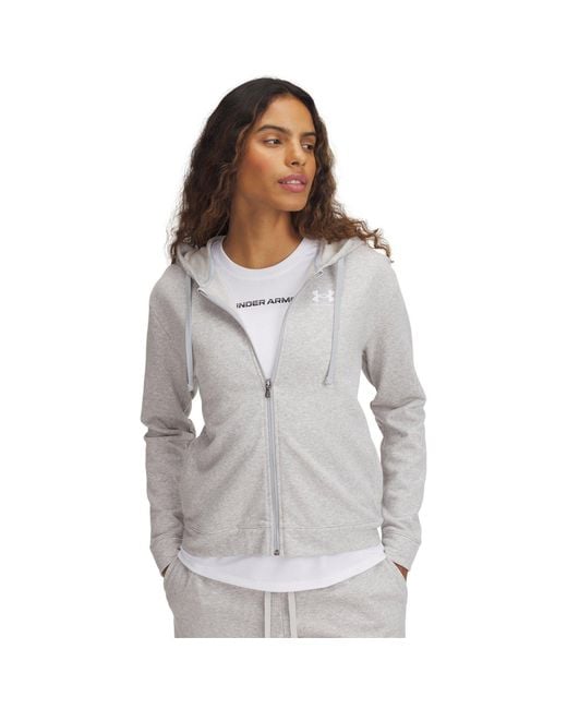 Under Armour Gray Rival Terry Full Zip Hoodie