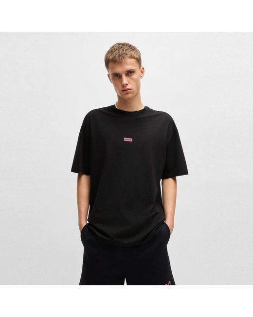 HUGO Black Printed Logo Back T-Shirt With Mcmxciii Text for men