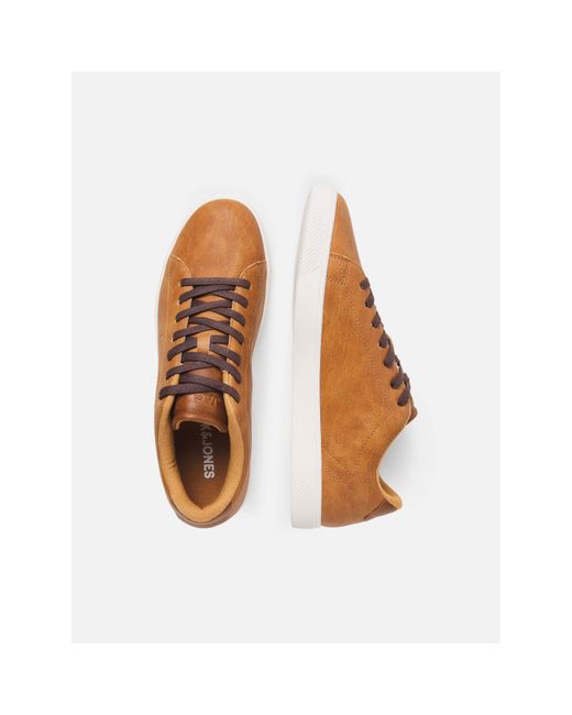 Jack & Jones Brown Bosley Pu Casual Low-Top Trainers for men