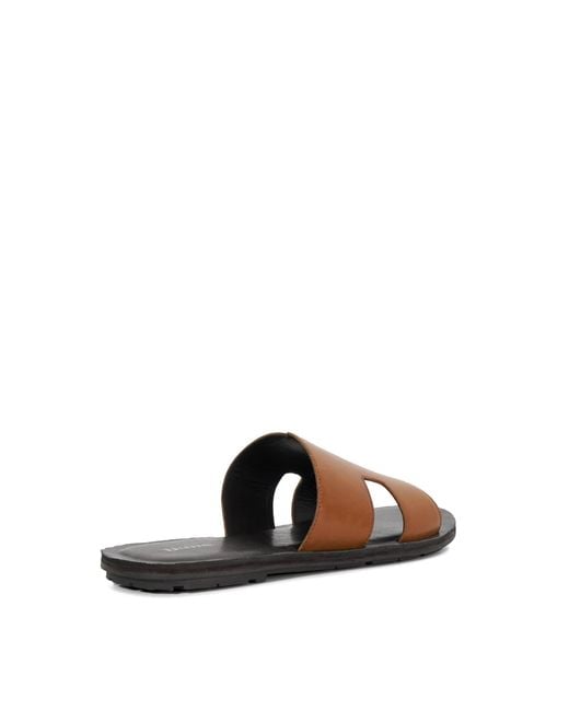 Dune Brown Ibes Leather Flat Sandals for men