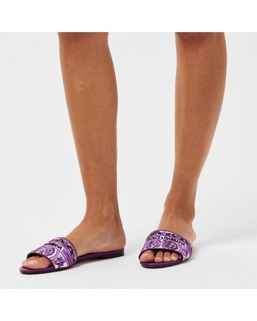 Dolce & Gabbana Pink Embroidered Majolica Logo Sandals