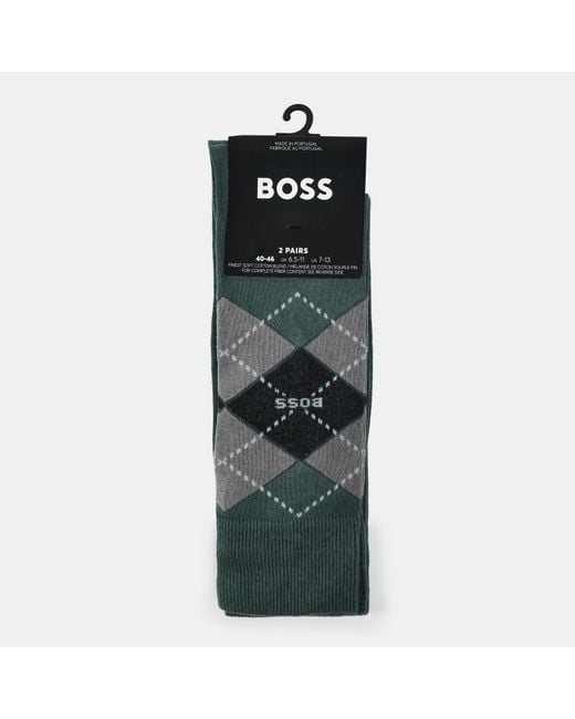 Boss Green Argyle Cotton Crew Socks for men