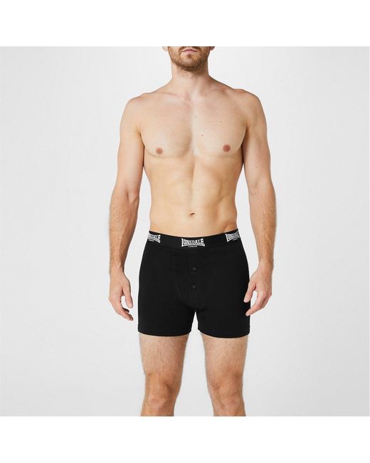 Lonsdale Black 2 Pack Boxer Shorts for men