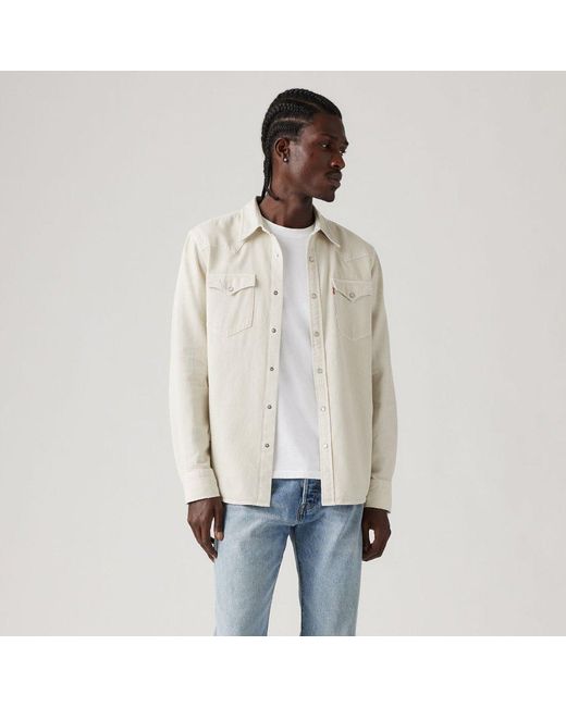 Levi's White Levi's Classic Western Snap Button Chest Pocket Overshirt for men