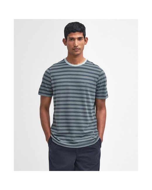Barbour Blue Sherburn Striped T-shirt for men