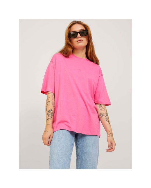 JJXX Pink Andrea Loose Logo T-Shirt Ladies