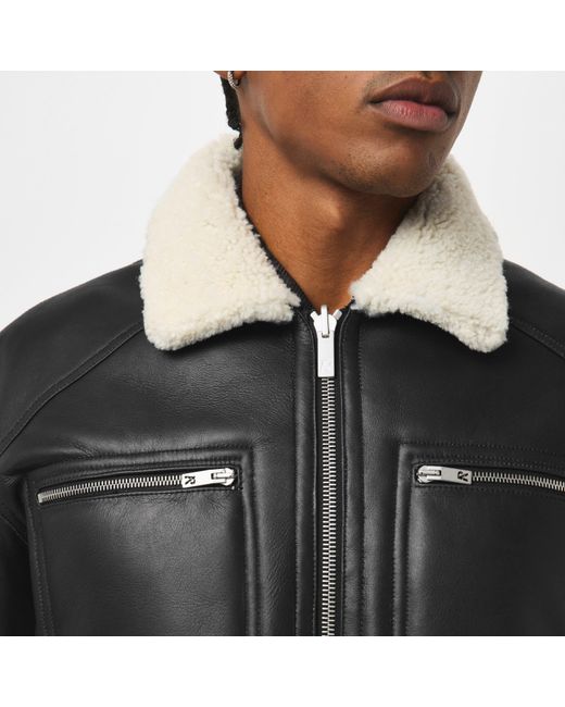 Represent Black Shearling Tailored Jacket for men