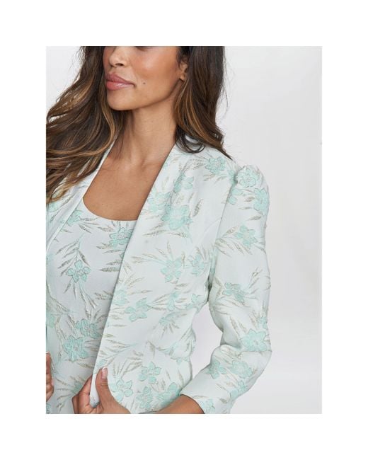 Gina Bacconi Blue Eva Floral Jacquard Dress And Jacket