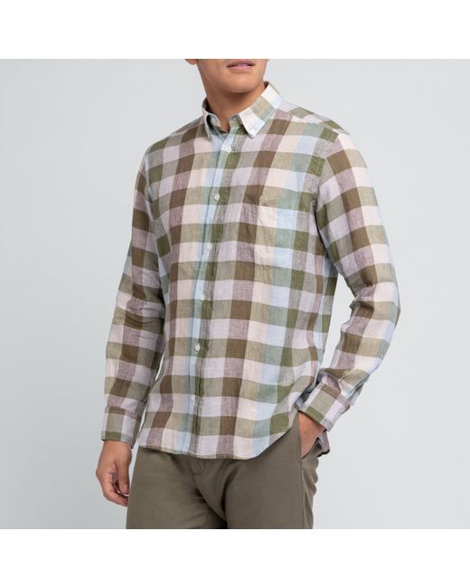 Eden Park Gray Checked Linen Shirt for men