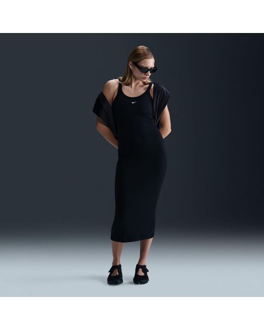 Nike Black Chill Knitted Mini Rib Tank Bodycon Dress