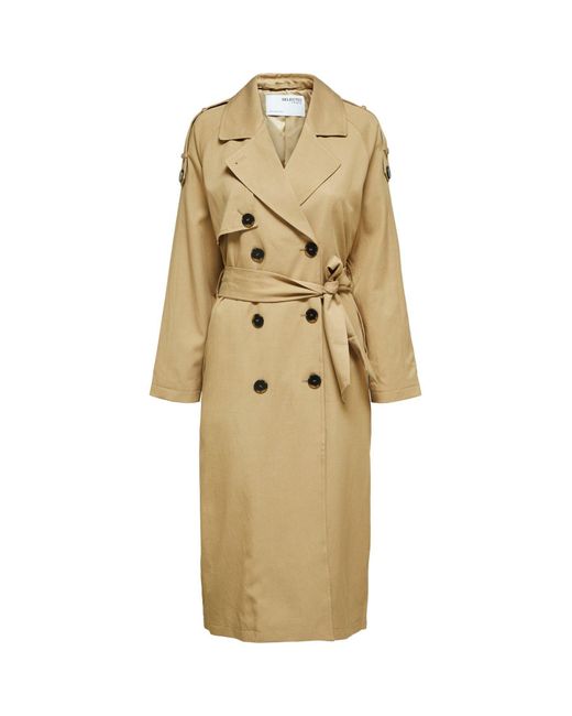SELECTED Metallic Bern Water Resistant Cotton Long Sleeve Trench Coat