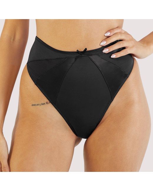 Playful Promises Black Etta Mesh & Satin High Waist Thong