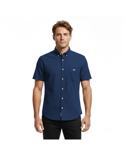 Gant Blue Classic Poplin Short Sleeve Shirt for men