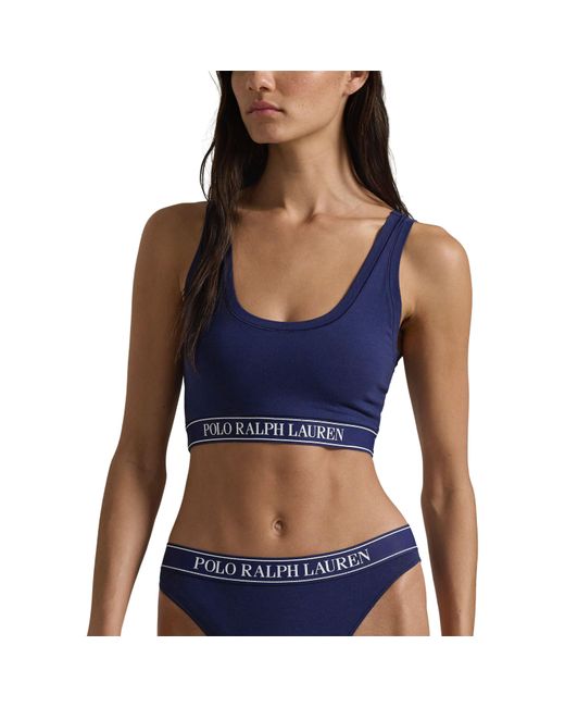 Polo Ralph Lauren Blue Cotton Non-Wired Scoop Bralette