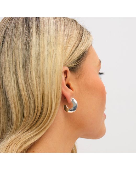 Jon Richard White Plated Flat Disk Hoop Earrings
