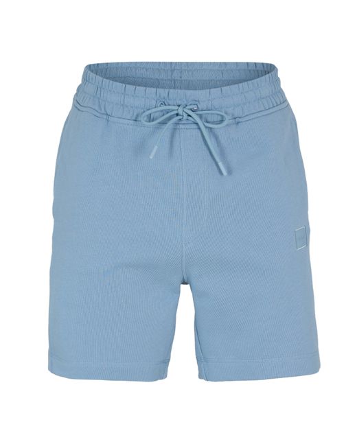 Boss Blue Mid-Length Elasticated Drawstring Fleece Shorts for men