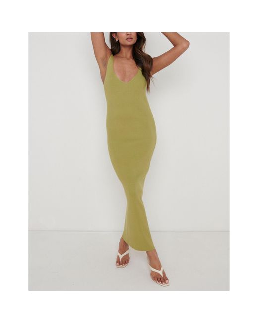 Pretty Lavish Green Lara Ribbed Midaxi Dress