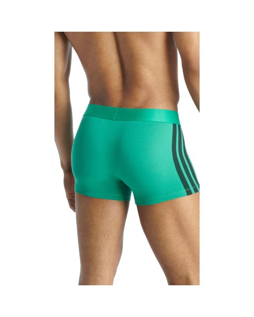 Adidas Green Active Flex Cotton 3 Stripes Trunk (2Pk) for men