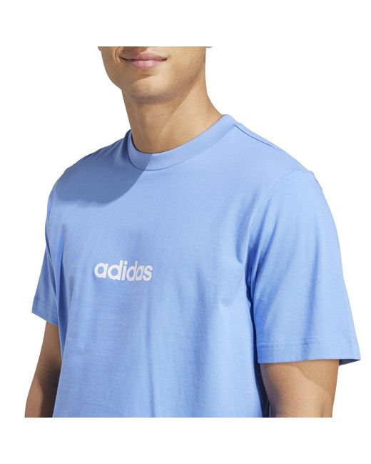 Adidas Blue Essentials Single Jersey Logo T-Shirt for men