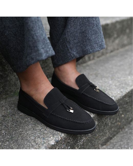 Where's That From Black Pegasus Wide-Fit Slip On Loafers