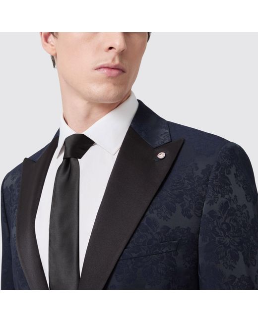 Twisted Tailor Blue Minerva Slim Fit Tux Jacket for men
