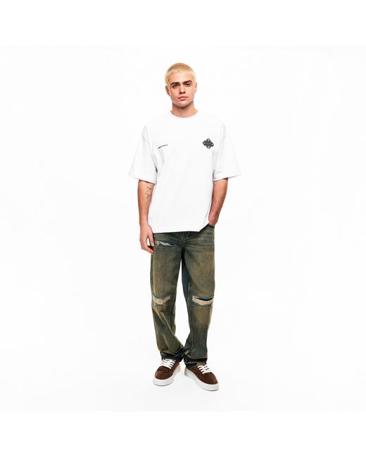 The Couture Club White Blurred Oversized Fit Oversized T-Shirt for men