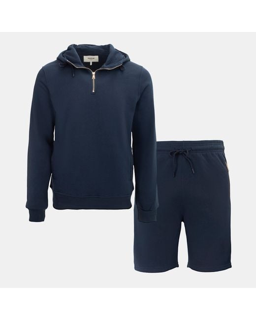 Firetrap Blue Hood Shirt And Short Set for men