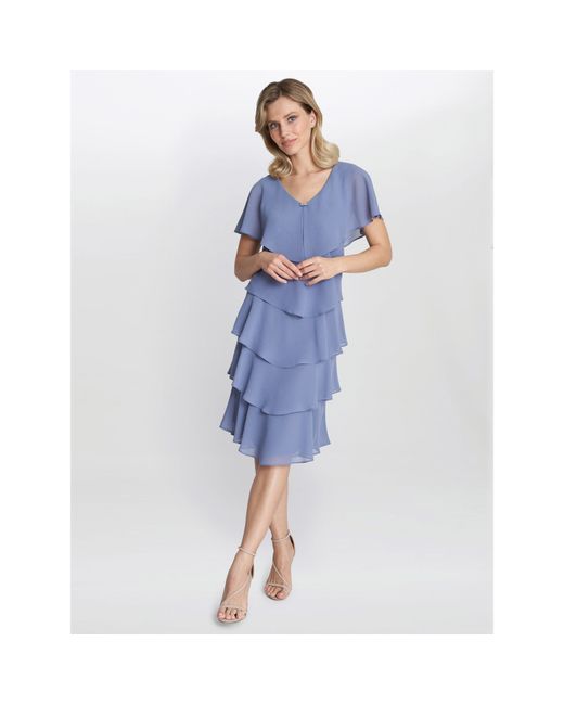 Gina Bacconi Blue Bella Georgette Tiered Dress