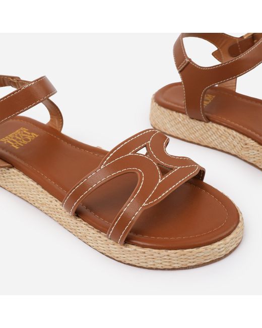 Where's That From Brown Pu Sofia Wide Fit Flatform S