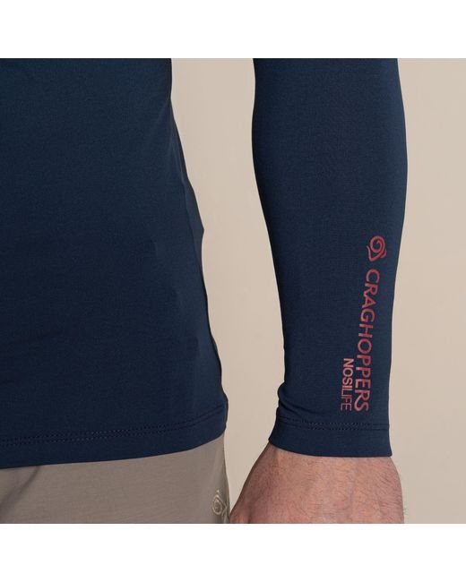 Craghoppers Blue Nosilife Mock Neck Long-Sleeved Jersey Top for men