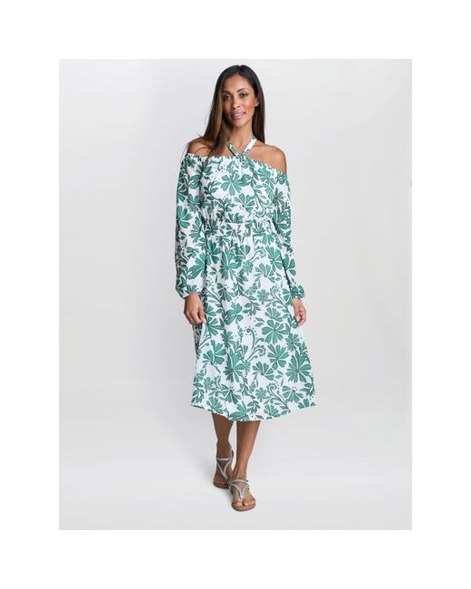 Gina Bacconi Blue Ryan Off Shoulder Midi Dress