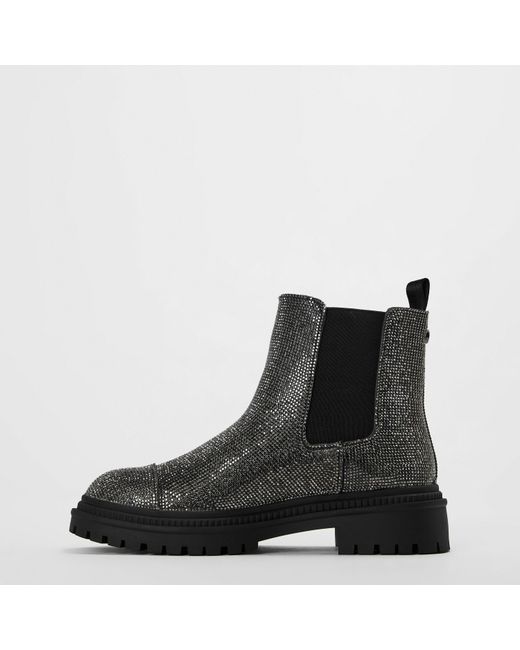 Steve Madden Black Moonlit Flat Ankle Boots