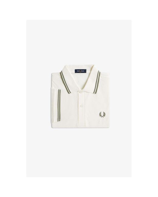 Fred Perry White Short Sleeve Twin Tipped Polo Shirt for men