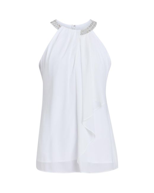Gina Bacconi Blue Elle Halter Top With Beaded Neck